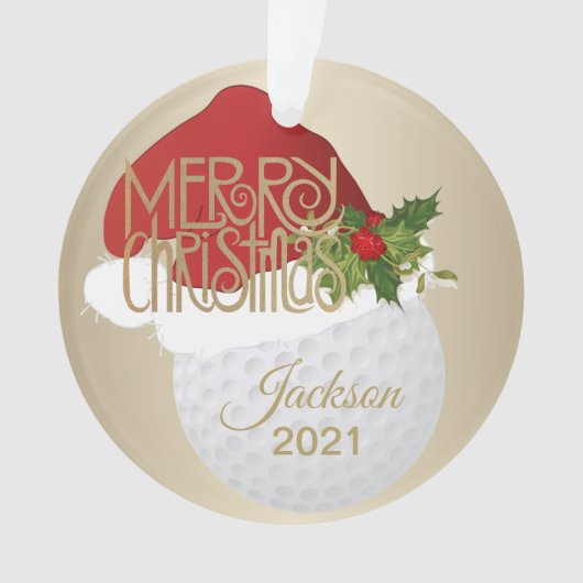 Santa Hat Golf 🏌️ ‍ ♂️ Ball | DIY-naam Ornament (voorkant)