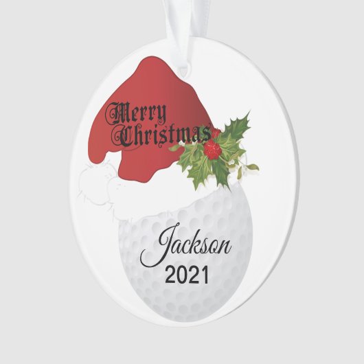 Santa Hat Golf Design | DIY-naam Ornament (voorkant)