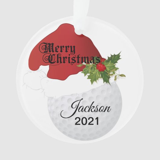 Santa Hat Golf Design | DIY-naam Ornament (voorkant)