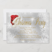 Santa Hat Gouden Sneeuwvlok Kerstfeest Kaart (Voorkant)