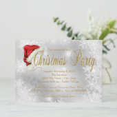 Santa Hat Gouden Sneeuwvlok Kerstfeest Kaart (Staand voorkant)