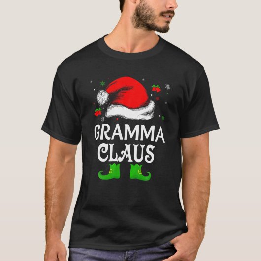 Santa Hat Gramma Claus Elf Funny Ugly Christmas Sw T-shirt (Voorkant)
