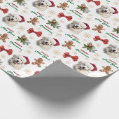 Santa Hat Great Pyrenees Dog Christmas Cadeaupapier (Hoek)