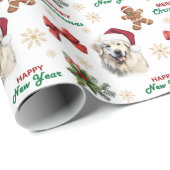 Santa Hat Great Pyrenees Dog Christmas Cadeaupapier (Rol Hoek)