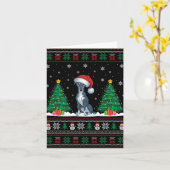 Santa Hat Greyhound Dog Kerstboom Lights Ugly Kaart (Gele Bloem)