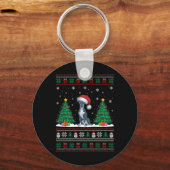 Santa Hat Greyhound Dog Kerstboom Lights Ugly Sleutelhanger (Voorkant)
