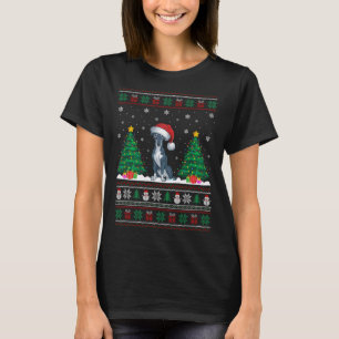 Santa Hat Greyhound Dog Kerstboom Lights Ugly T-shirt