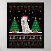 Santa Hat Grote Pyreneeën Hond Xmas Tree Lights Ug Poster (Voorkant)