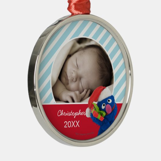 Santa Hat Grover | Jouw namen toevoegen Metalen Ornament (Rechts)