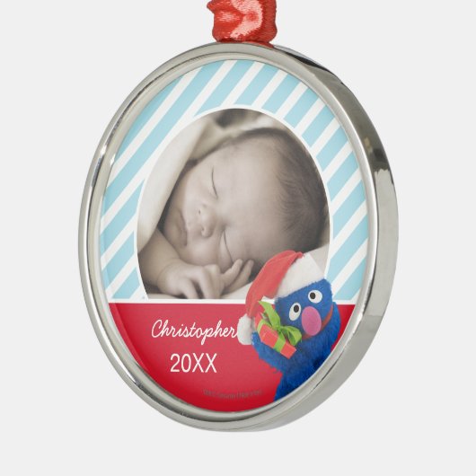 Santa Hat Grover | Jouw namen toevoegen Metalen Ornament (Links)