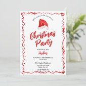 Santa Hat Hand getrokken kerstdiner partij Kaart (Staand voorkant)