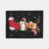 Santa Hat Hare Animal In Sokken Xmas Tree Lights Fleece Deken (Voorkant (Horizontaal))