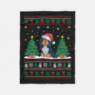 Santa Hat Havanese Hond Kerstboom Lights Ugly Fleece Deken