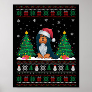 Santa Hat Havanese Hond Kerstboom Lights Ugly Poster
