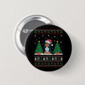 Santa Hat Havanese Hond Kerstboom Lights Ugly Ronde Button 5,7 Cm (Voorkant /achterkant)