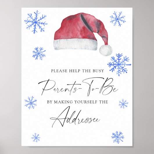 Santa hat - Help de Drukke ouders-to-be Addressee Poster (Voorkant)