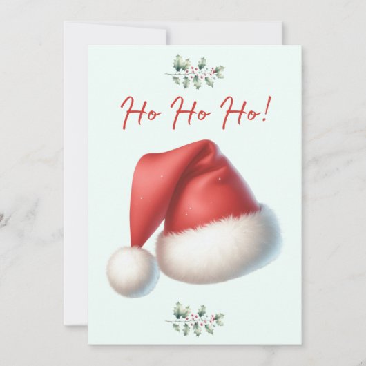 Santa Hat Ho Ho Ho Christmas Card Feestdagenkaart (Voorkant)