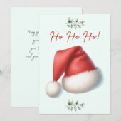 Santa Hat Ho Ho Ho Christmas Card Feestdagenkaart (Voorkant / Achterkant)