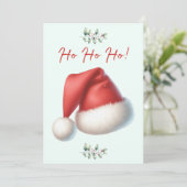 Santa Hat Ho Ho Ho Christmas Card Feestdagenkaart (Staand voorkant)