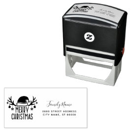 Santa Hat Holiday Retour Adres Zelfinktstempel Zelfinktende Stempel