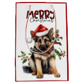 Santa Hat Holly Duitse Herder Puppy Kerstmis Medium Cadeauzakje (Voorkant)