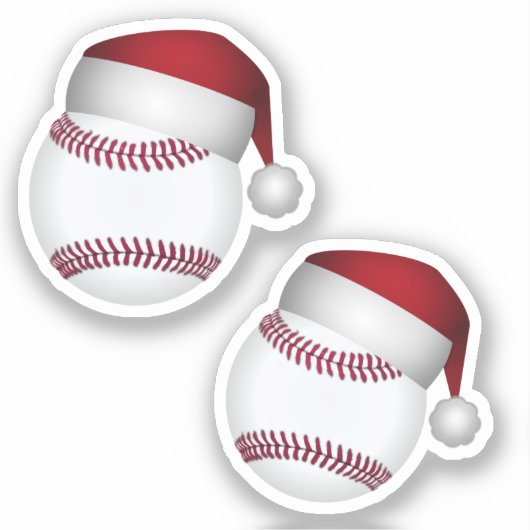 Santa Hat Honkbal Kerstmis Sticker (Voorkant)