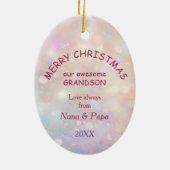 Santa Hat Husky Puppy Kleinzoon Keramisch Ornament (Achterkant)