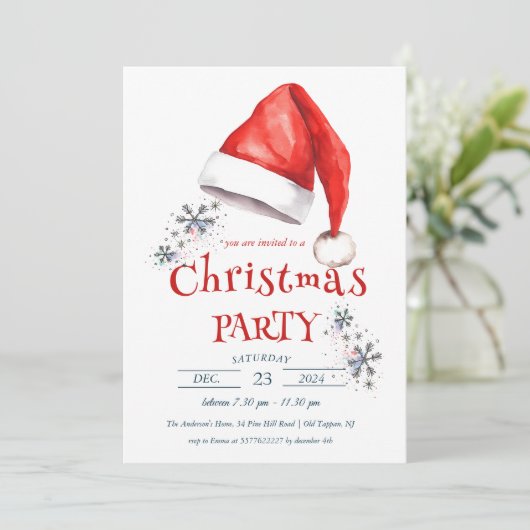 Santa Hat I Kerstfeest Kaart (Staand voorkant)