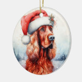 Santa Hat Ierse Setter Hond Kerstmis Keramisch Ornament (Links)