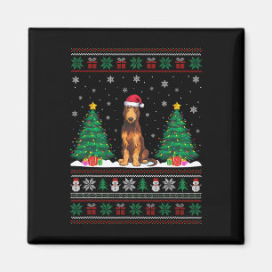 Santa Hat Ierse Wolfshond Hond Xmas Tree Lights Ug Magneet