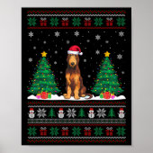 Santa Hat Ierse Wolfshond Hond Xmas Tree Lights Ug Poster (Voorkant)