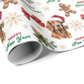 Santa Hat Irish Setter Dog Christmas Cadeaupapier (Rol Hoek)
