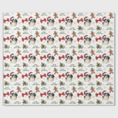 Santa Hat Japanese Chin Dog Christmas Cadeaupapier (Vlak)