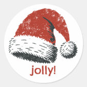 Santa Hat Jolly Ronde Sticker (Voorkant)