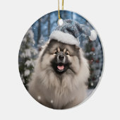 Santa Hat Keeshond Sneeuwvlok Kerstmis Keramisch Ornament (Links)