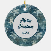 Santa Hat Keeshond Sneeuwvlok Kerstmis Keramisch Ornament (Achterkant)