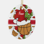 Santa Hat-kerstbal personaliseren Keramisch Ornament (Rechts)