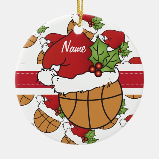 Santa Hat-kerstbal personaliseren Keramisch Ornament (Voorkant)