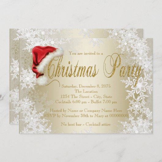 Santa Hat Kerstfeest Uitnodigingen (Voorkant / Achterkant)