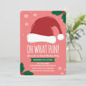 Santa Hat Kerstmis Vakantie Party Uitnodiging (Staand voorkant)