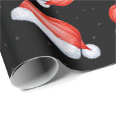 Santa Hat-kerstpatroon zwarte achtergrond Cadeaupapier (Rol Hoek)