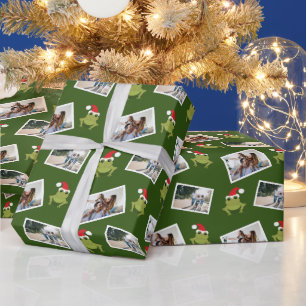 Santa Hat Kikker-fotopapier voor kerstcadeautjes Cadeaupapier