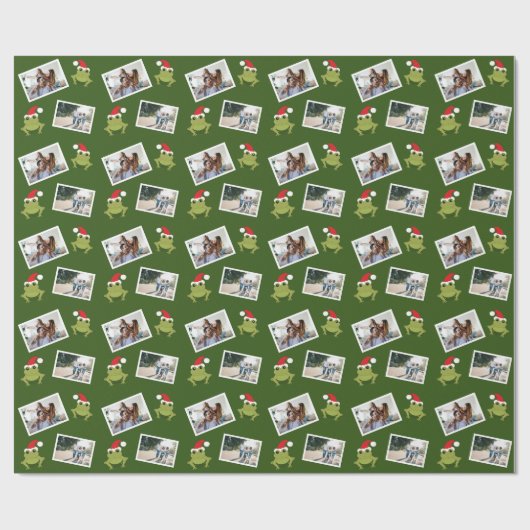 Santa Hat Kikker-fotopapier voor kerstmis Cadeaupapier (Vlak)