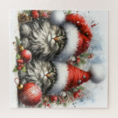 Santa Hat Kittens Kerst Legpuzzel (Horizontaal)