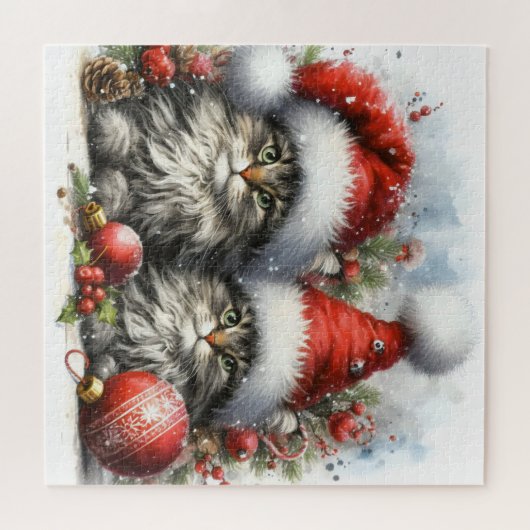 Santa Hat Kittens Kerst Legpuzzel (Horizontaal)