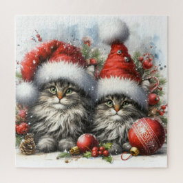 Santa Hat Kittens Kerst Legpuzzel