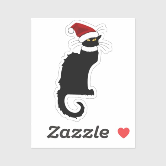 Santa Hat Le Chat Noir Kerstmis Sticker (Vel)