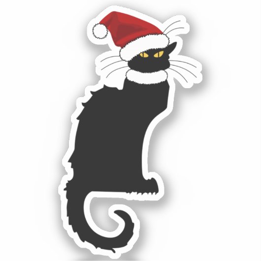 Santa Hat Le Chat Noir Kerstmis Sticker (Voorkant)