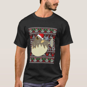 Santa Hat Lelijke Kersttrui Puffer Fish Lover T-shirt