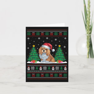 Santa Hat Lhasa Apso Hond Kerstboom Lights Ugl Kaart